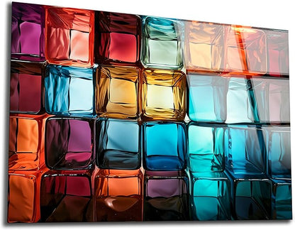 SpiritualHands Magical Light Play and Stunning Colors Tempered Glass Wall Art Painting for Living Room, Tempered Glass Modern Prints Decor, Large Vivid Color Panel for Bedroom, Kitchen, or Office