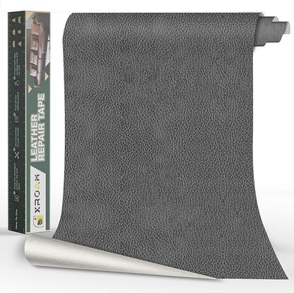 Leather Repair Tape, 16x40 inch Leather Patches for Furniture, Self Adhesive Leather Repair Patch for Sofas, Couches, Leather Covers, Seats, Chairs, Vinyl Repair Tape Retro Dark Gray