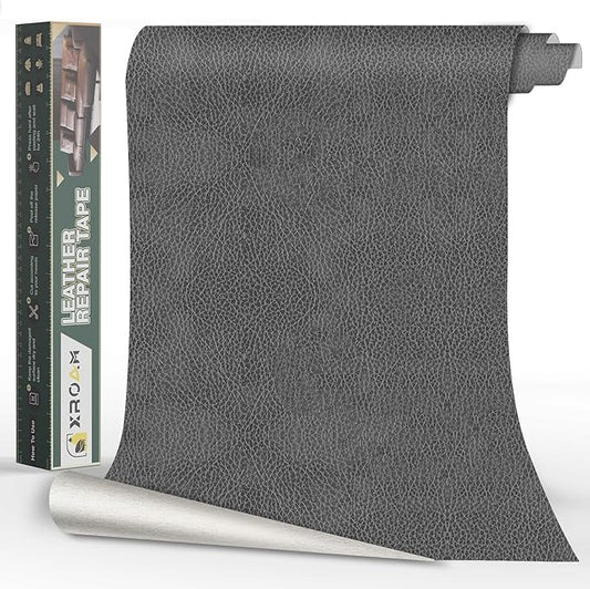 Leather Repair Tape, 16x40 inch Leather Patches for Furniture, Self Adhesive Leather Repair Patch for Sofas, Couches, Leather Covers, Seats, Chairs, Vinyl Repair Tape Retro Dark Gray