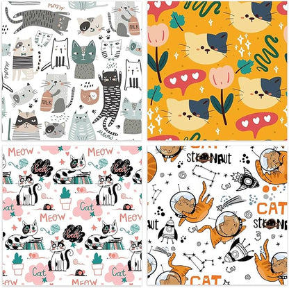 48 Sheets 24 Designs Scrapbook Paper Pad, 6"×6" Single-Sided Decopodge Craft Cardstock Paper,Scrapbooking DIY Decorative Background Cardmaking Supplies.Cat's Life&Sweet Love