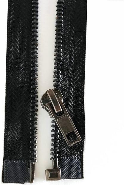 Leekayer 2PCS #5 27 Inch Zipper Black Nickel Teeth Zipper Black Metal Zipper Open End Zipper for Repair Coat Jacket