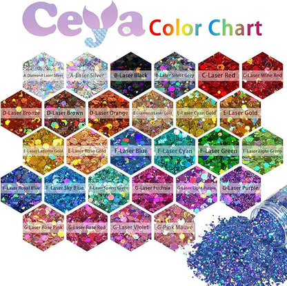 Ceya Holographic Chunky Glitter, 4.9oz/ 140g Orange Craft Fall Glitter Powder Mixed Chunky & Fine Flakes Iridescent Sequins for Pumpkin,Nail Art, Hair, Epoxy Resin, Tumblers, Slime, Festival Decor