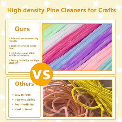 Pipe Cleaners Craft, 400pcs Pipe Cleaners with Flower Stems, Floral Tape, Ribbon, for Flower Bouquet DIY-Sunflower