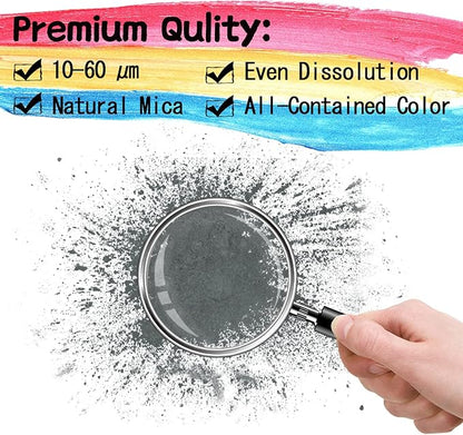 Mica Powder - 60g Mica Powder for Epoxy Resin - Pearl Pigment Powder Dye for Resin/Eye Shadow/Soap Making/Nails/Bath Bombs etc. (Silver Gray)