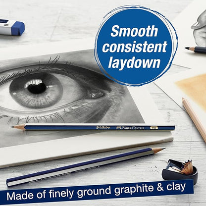 Faber-Castell Graphite Pencils Drawing Set: 12 Art Pencils for Sketching (4H, 3H, 2H, H, F, HB, B, 2B, 3B, 4B, 5B, and 6B), Shading Pencils for Drawing and Sketching, Graphite Pencil Kit