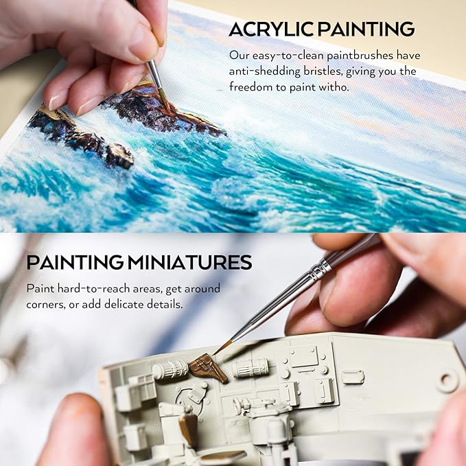 Nicpro 7 PCS Micro Fine Detail Paint Brush Set, Small Miniature Fine Tip Detail Brushes Kit for Acrylic Oil Watercolor, Models, Paint by Numbers, Miniature Painting, Craft, Rock Painting (Brown)