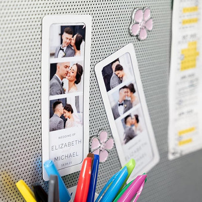 Magnetic Frames For 2x6 Photo Booth Strips – Set of 5 – White, Black, or Floral Design Photo Picture Holders – Magnetic Paper Cutout for Photobooth Photos – Simple Slim Frames for Fridge, Locker, or Party Keepsakes (5, WHITE)