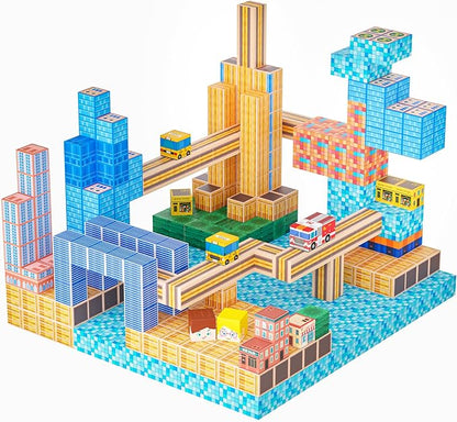 Magnetic Blocks, Modern City Edtion, Magnetic Building Cubes Boys & Girls Toys Age 3-5 4-8 5-7 Sensory Gift for Kids，Magnets Cubes，Upgraded STEM Gift, 1.2 Inches,
