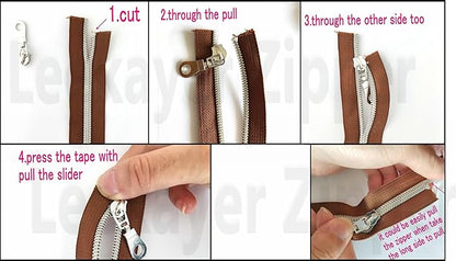 Leekayer #5 Antique Brass Metallic Nylon Coil Zippers by The Yard Bulk 10 Yards White Zipper Tape with 25pcs Antique Brass Ring Pull Sliders for DIY Sewing Tailor Craft Bag(White)