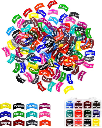 122PCS MTG Keyword Tokens & Dice & Life Counter Set for MTG Accessories, Health Tracker Life Counter Bulk Ability MTG Dice Set, Compatible with TCG CCG Magic Card Gaming Accessories