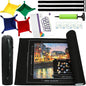 Portable Puzzle Mat Roll Up - with 9 Glue Sheets, Sorting Trays, Hand Pump, Inflatable Tube, and Storage Bag - Perfect for Kids and Adults (Black, 1500pcs)