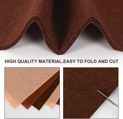 Whaline 20Pcs Fall Felt Fabric Sheets Skin Tone Soft Thick Assorted Cream Brown Craft Felt Pack for Autumn Thanksgiving DIY Craft Sewing Patchwork Art Projects, 10 Colors, 7.9 x 11.8 Inch