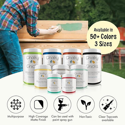 Chalky Chicks All-in-One Chalk Paint for Furniture or Cabinet - 16 Fl Oz - Matte Finish Daisy (Light Yellow) for Metal, Wood Furniture Paint - No Sanding All-in-One for Home Decor & Crafts, USA Made