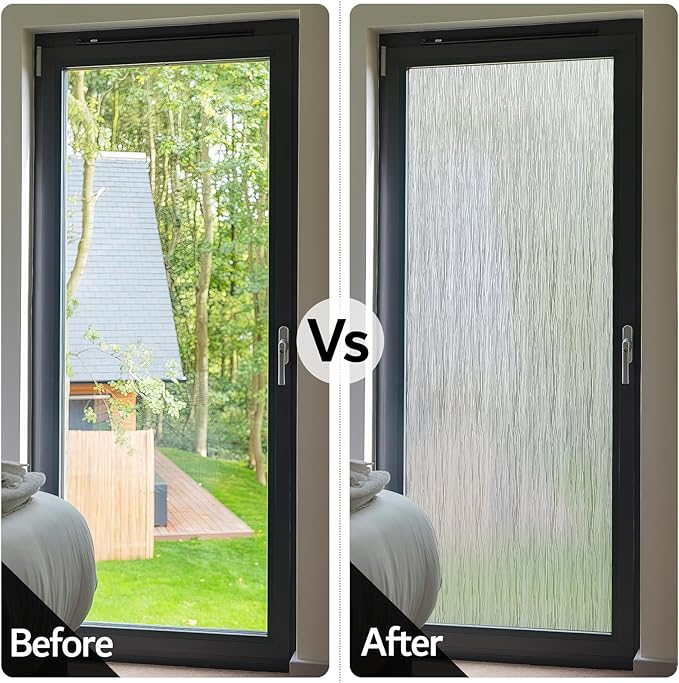 VELIMAX Frosted Window Privacy Film Non Adhesive Window Cling Removable Glass Covering Clear Water Opaque Window Film for Home Anti UV 35.4x157.4 inches