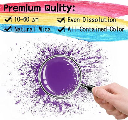 Mica Powder - 60g Mica Powder for Epoxy Resin - Pearl Pigment Powder Dye for Resin/Eye Shadow/Soap Making/Nails/Bath Bombs etc. (Purple)
