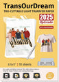 TransOurDream Heat Transfer Paper for t Shirts Heat Press (10 Sheets, 8.5"x11") Printable Heat Transfer Vinyl for Inkjet Printer Light Iron on Transfers for Tshirts Cuttable & Self-Positionable