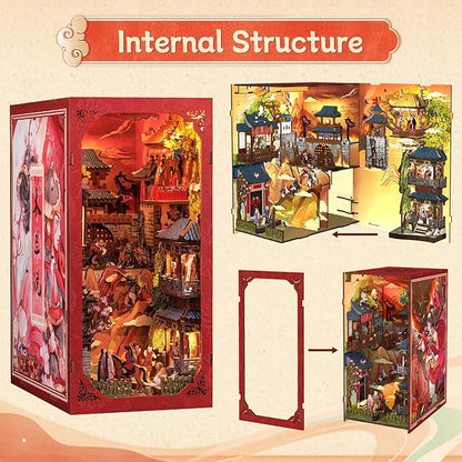 CUTEBEE Book Nook Kit - DIY Miniature House Kit for Adults and Teens, Dollhouse Booknook Tiny House Model Build Bookshelf Decor, Gifts for Family, Friends