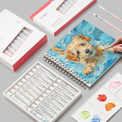 HIMI Gouache Paint Tube Set -36 Colors 12ml, with Rich Pigments, Gouache paint Non-Toxic, suitable for Beginners, Artists, and Hobby Painters. Beautiful Gifts for Art Supplies Painting（36 colors）