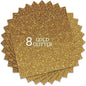 Gold Glitter HTV Heat Transfer Vinyl Bundle 8 sheets-12 x12 Iron on Vinyl for T Shirts Hats Clothing Compatible with Cricut Cameo Heat Press Machine