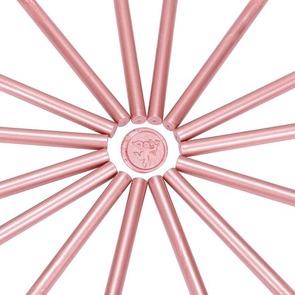 Yoption 15 Pieces Rose Gold Glue Gun Sealing Wax Sticks for Wax Seal Stamp, Great for Wedding Invitations, Envelopes, Cards, Christmas Gift Ideas, Wine Packages (Rose Gold)