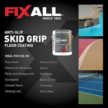 FIXALL Skid Grip Anti-Slip Coating, 1 Gallon, Emerald, Exceeds ADA Standards, Ideal for Safety Areas, Slip-Resistant Pavement, Cement & Concrete Paint