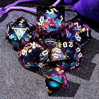 Black Eye of Mystery Liquid Core DND Dice Set – Unique Resin Dice Set for Dungeons & Dragons – Third Eye Dice Set for D&D Gifts