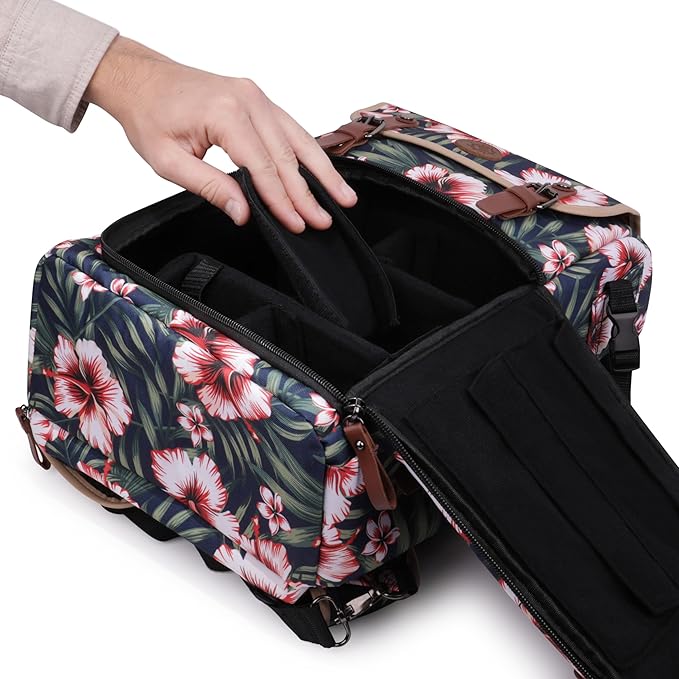 ENHANCE Designer Edition TCG Backpack - MTG Deck Bag Card Binder Space, TCG Deck Box Storage, MTG Playmat Holder - Card Storage Compatible with Magic the Gathering, Pokemon, Lorcana (Canvas Tropical)