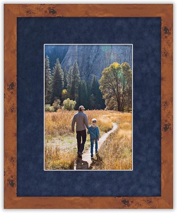 8x10 Mat Bevel Cut for 6x8 Photos - Acid Free Navy Suede Precut Matboard With Backing Board and Crystal Clear, Self Seal Photo Mat Bag - For Pictures, Photos, Framing - 4-ply Thickness
