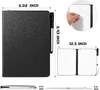 AGM Portable White Board Dry Erase, Double Sided Folding Whiteboards with Pen, Mini Portable Dry Erase Board for Study, Meeting, Doodling, Planning, Black