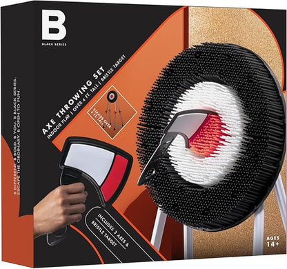Black Series Axe Throwing Set – Indoor & Outdoor Party Game| Safe Plastic Throwing Axes| Collapsible Target| Backyard Game, Carnival Game, Beach Camping, Tailgating Essential| Fun Sports Activity Gift