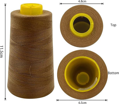 Tortoise 4 Cones of 3000 Yards Each Spool Thread for All Purpose, Serger, Overlock, Quilting, Sewing Machine - 100% Polyester - 40S/2 Tan
