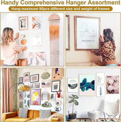 372 PCS Picture Hanging Kit, Christmas Decorations Indoor Outside Picture Hangers, Heavy Duty Picture Frame Mirror Wall Hanging Hardware Hooks Kit with Nails Sawtooth for Hanging Picture