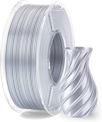 ELEGOO Silk PLA Filament 1.75mm Silver Grey 250g, Shiny 3D Printer Filament Dimensional Accuracy +/- 0.02mm, 250g Spool Fits for Most FDM 3D Printers