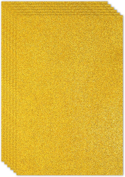 PATIKIL 2mm(1/10") Thick Non Adhesive Glitter Foam Sheet 16x24inch(40x60cm) Yellow, EVA Shiny Foam Board for Craft, 6 Pcs