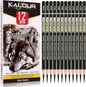 KALOUR Professional Charcoal Pencils Drawing Set -12 Pieces Soft, Medium and Hard Charcoal Pencils for Drawing, Sketching, Shading, Artist Pencils for Beginners & Artists