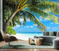 AFZEVEB-Beach Wall Mural Tropical Palm Tree Landscape Wallpaper for Bedroom 114"x74"(Not Peel and Stick)