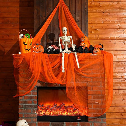 Boao Halloween Cheese cloth 85 x 197 Inch Orange Cheesecloth Roll for Crafts Large Cotton Muslin Gauze Fabric for Halloween Outdoor & Indoor Spooky Decoration