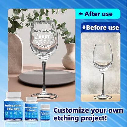 10oz Professional Etching Starter Kit for Glass with 6 Tools, Create Permanently Etched Designs, Art Frosted Glass Cream Kit for Etching Intricate Designs - Perfect for Mirrors, Windows, Glassware