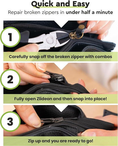 ZlideOn Zipper Pull Replacement - 7pcs, Silver, Large - Instant Zipper Replacement Slider Multipack