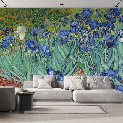 wall26 Irises by Vincent Van Gogh Dutch Impressionism 20th Century Artist Peel and Stick Large Wall Mural, Removable Wallpaper, Home Decor - 132x192 inches