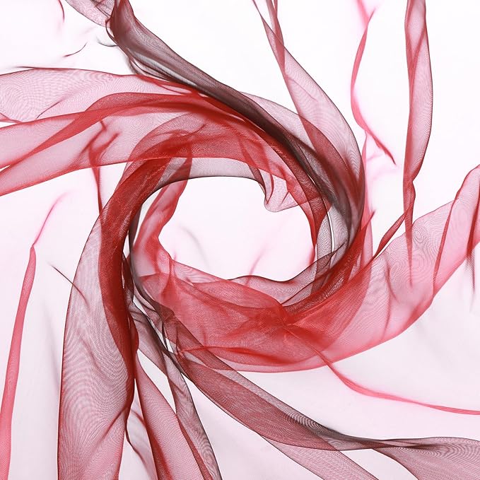 MECCANIXITY Iridescent Sheer Organza Fabric, 10 Yards x 59 Inches Solid Holographic Shiny Fabric Organza Cloth for Wedding, Curtains, Costume, Photo Background, Gradient Red Black