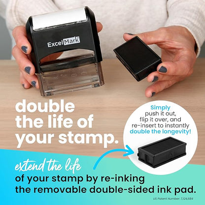 ExcelMark Custom Stamp – Clear & Crisp Impressions – Personalized Self-Inking Rubber Stamp – Use for Address Stamp and More (Extra Large)