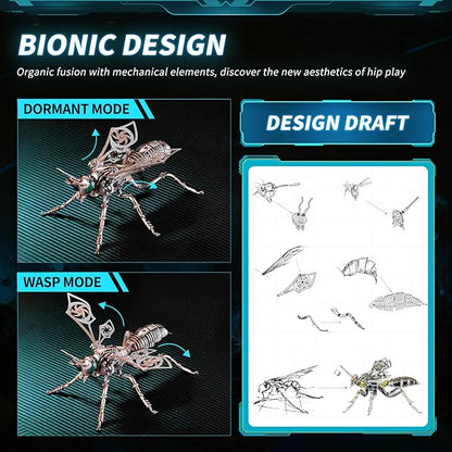 3D Puzzles for Adults, Metal Model Kit Wasp Mechanical Puzzle for Adults/Teens, DIY Creative Craft Gifts Kits Difficult Assembled 3D Puzzle for Family Time, Home Decor (Rosegold)