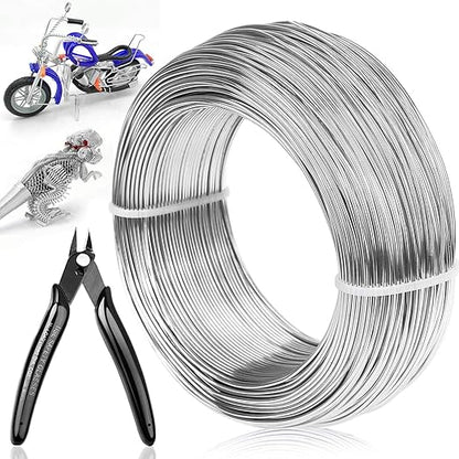 18 Gauge Aluminum Craft Wire Jewelry Making, 328 FT Metal Wire Armature Bendable Wire for Bonsai Trees, Sculpting, DIY Crafts Beading Floral (Silver, 1 mm Thickness)