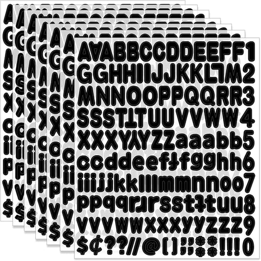 Alphabet Stickers, 1''Inch 12 Sheets Black Letter Stickers, Self Adhesive Vinyl Mailbox Numbers, Self Adhesive Letters for Bulletin Boards, Classroom, Home Decor