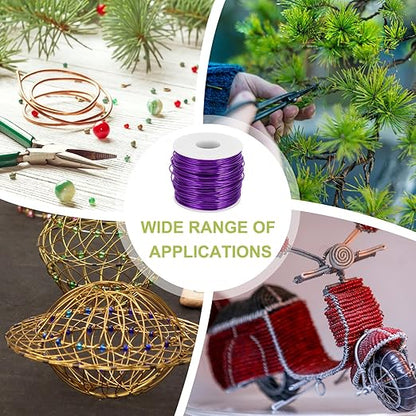 MECCANIXITY 15 Gauge Anodized Aluminum Craft Wire Bendable Bonsai Training Wire 223 Feet 1.5mm for Sculpting Crafts Wreath Floral Beading Jewelry Making, Purple