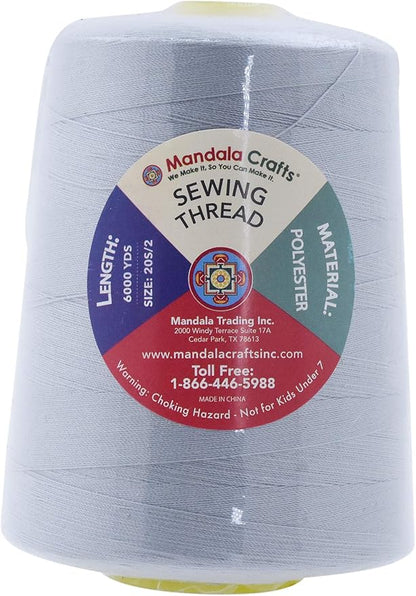 Mandala Crafts 4 Pack of Serger Threads Cones Spools - 20S/2 24000 Yards Polyester Gray Threads for Sergers Machine and Overlock Quilting Sewing Machine