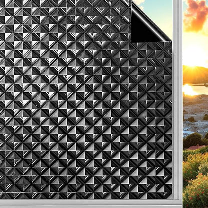 Qualsen Blackout Window Film, 𝟑𝐃 𝐕𝐢𝐬𝐮𝐚𝐥 𝐀𝐩𝐩𝐞𝐚𝐥 100% Light Sun Blocking Privacy Film for Glass Windows, Removable No Glue Black Out Window Tint for Home Day Sleep Garage 35.4×118inch