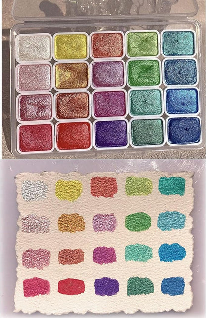 Metallic Glitter Watercolors, Glitter Watercolor Paint, Metallic Watercolor Paint Set Professional, Shifting Watercolor Painting Set for Art Painting (1, Pearly lustre - A)