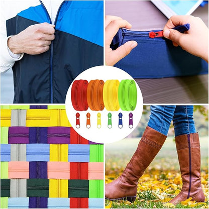 DOITEM 13.5 Yards 6 Pieces Sewing Zippers #5 Nylon Coil Zippers Assorted Zipper for Sewing with 24 Zipper Sliders for DIY Tailor Sewing Crafts Supplies, 6 Colors